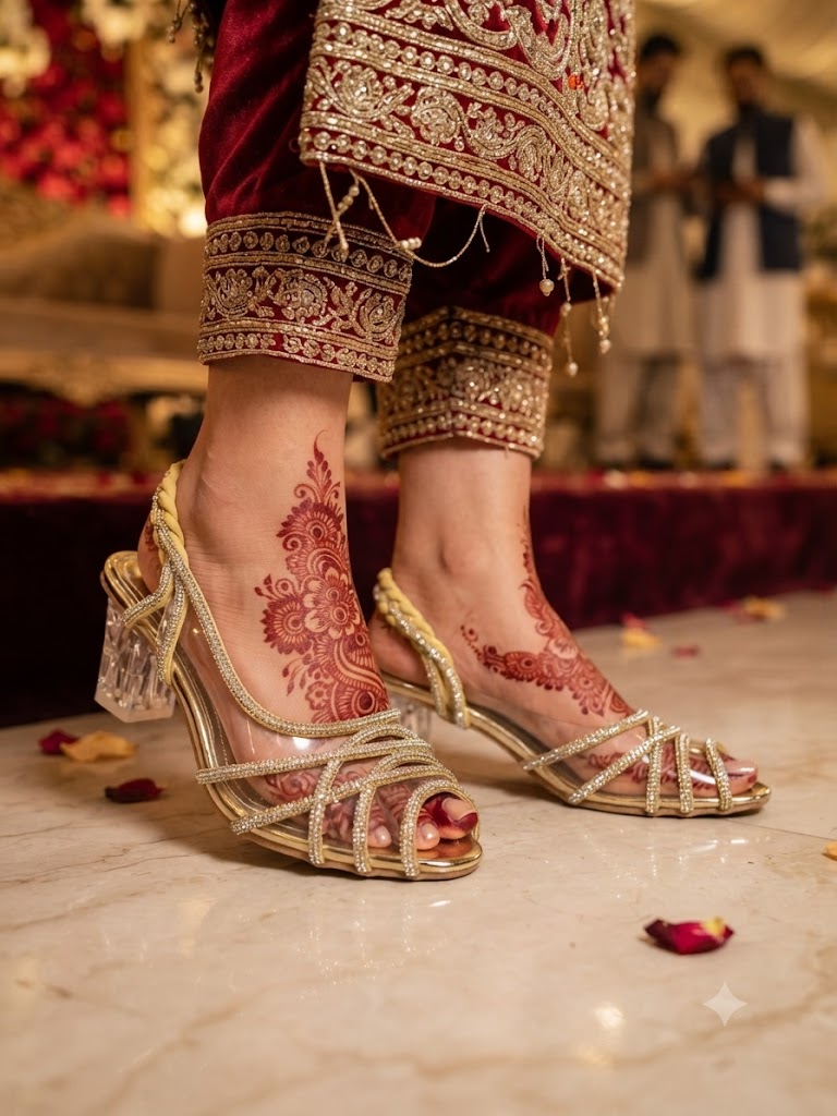Golden Bridal Heels for Girls