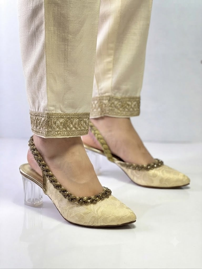 Golden Bridal Shoe For Woman Wedding