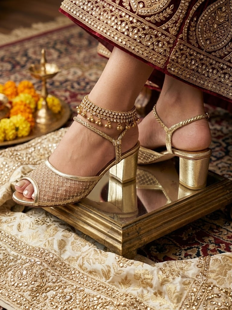 Golden Bridal Shoes for Wedding